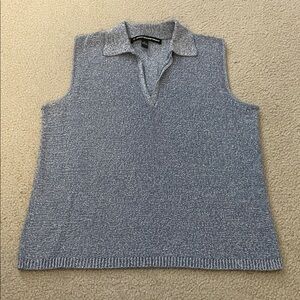 Vintage Company Ellen Tracy Knit Collared Sleeveless Top, Size L